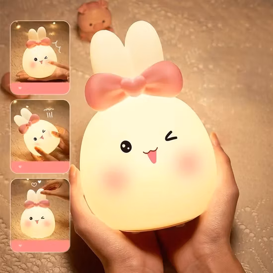 Rechargeable Child Holiday Gift Silicone Rabbit Lamp
