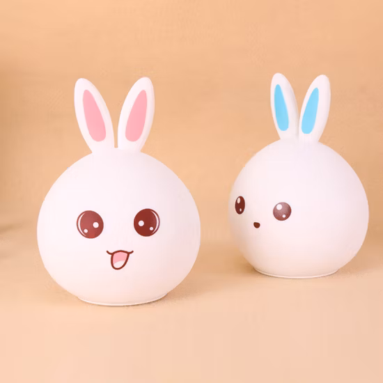 Patted Rechargeable LED Color Changed Rabbit Silicone Lamp