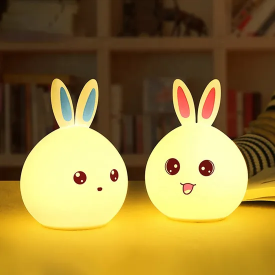 Patted Rechargeable LED Color Changed Rabbit Silicone Lamp