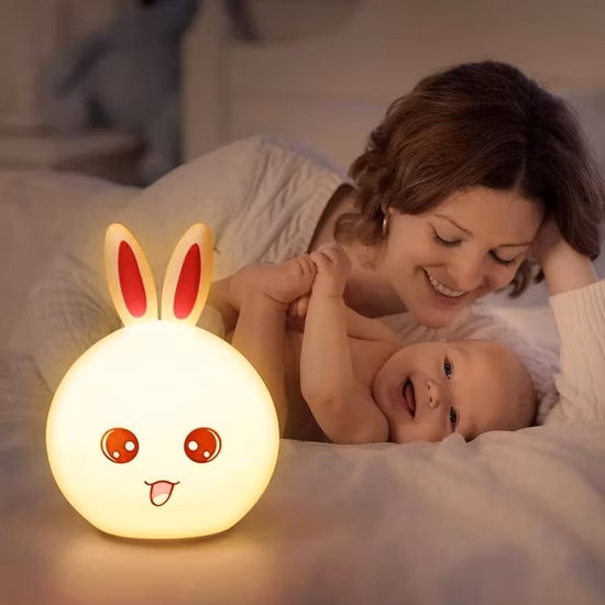 Patted Rechargeable LED Color Changed Rabbit Silicone Lamp