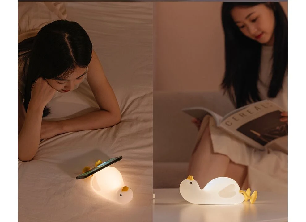 Cute Cartoon Dimmable Beside Lamp Christmas Silicone Lie Flat Duck Lamp