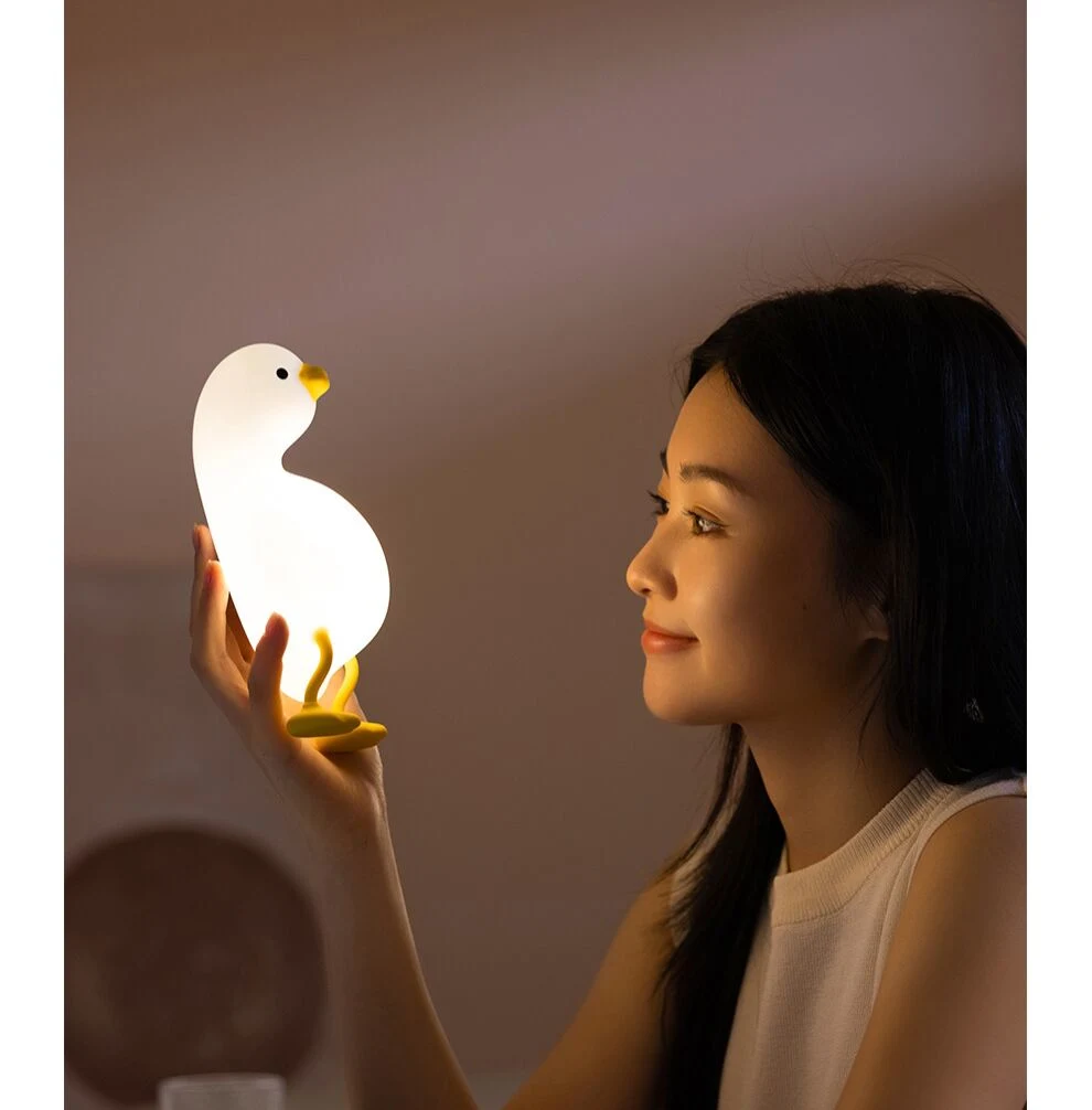 Cute Cartoon Dimmable Beside Lamp Christmas Silicone Lie Flat Duck Lamp