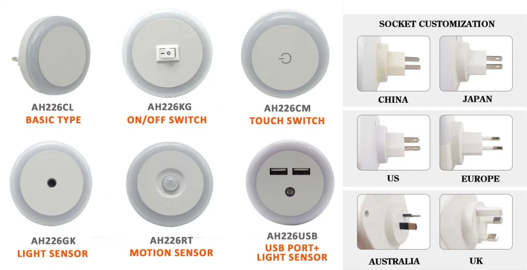 LED Night Light Round LED Night Lamp Switch