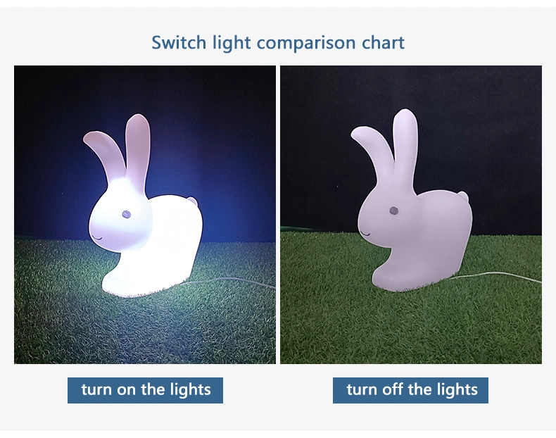 Creative Children′s Gift Remote Control Dimming Touch Sensor USB Charging LED Night Light PE Rabbit Lamp