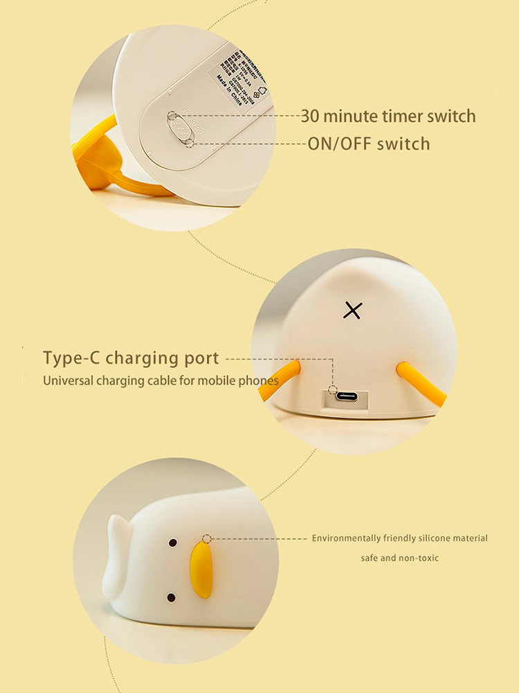 Lying Flat Duck Night Light Touch Lamp for Breastfeeding