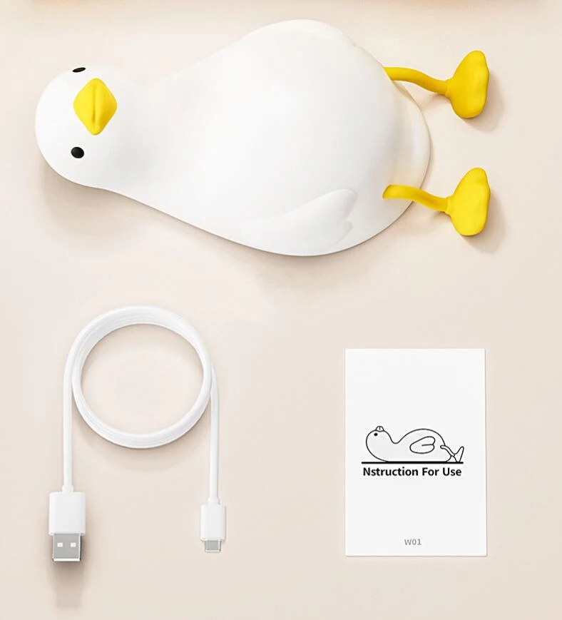 Cute Cartoon Dimmable Beside Lamp Christmas Silicone Lie Flat Duck Lamp