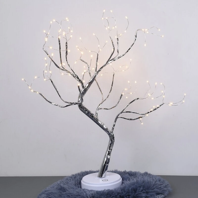 Tabletop Lighted Tree LED Christmas Decorations Table Tree Lamp Lights, Battery/USB Operated, DIY Artificial Tree for Wedding Party Gifts Indoor Outdoor