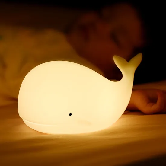Lampe créative en forme d'animal, Rechargeable par USB, en Silicone, baleine, lampe de Table pour bébé