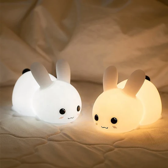 Lampe de table colorée faite sur commande de chambre à coucher de lumière de nuit de LED de lapin pour des enfants