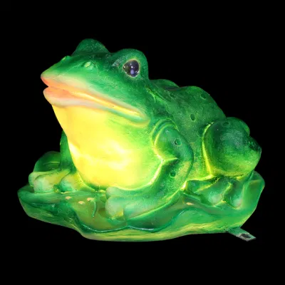 Lampe de sculpture de grenouille en fibre de verre à motif LED