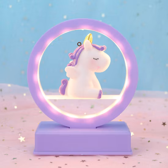 Licorne rose créative rêveuse enfants mignon décor d'anniversaire batterie LED veilleuses