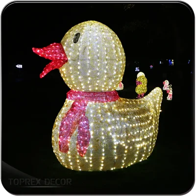 Toprex Decor Éclairage extérieur LED personnalisable en forme d'animal de canard 3D TPR, lumière animée et à couleur changeante