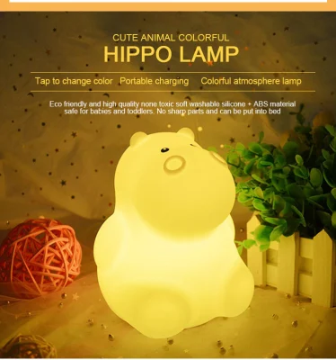 Lampe de Table LED en forme de canard Animal mignon, veilleuse en Silicone pour enfants, dessin animé