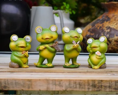 Ornements de grenouille de jardin extérieur avec lumière pour la décoration de jardin